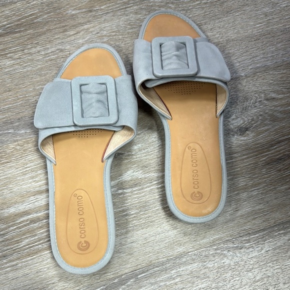 Corso Como Shoes - Corso Como Women's Light Gray Suede Sandals Size 8M